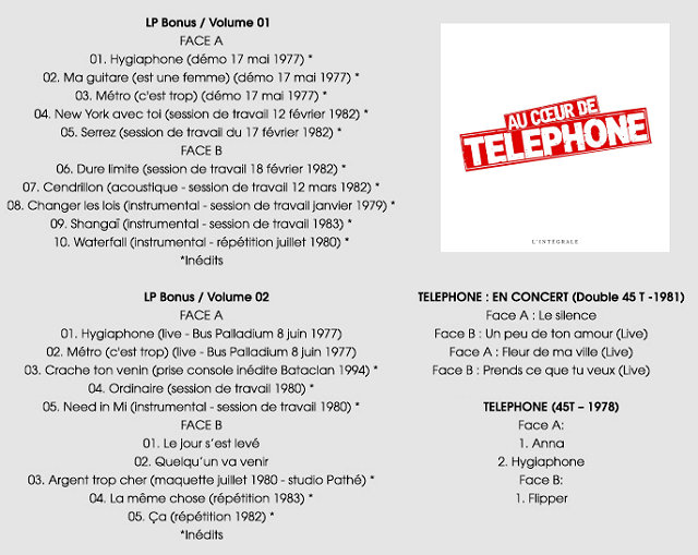 Au coeur de Téléphone - Bonus LP