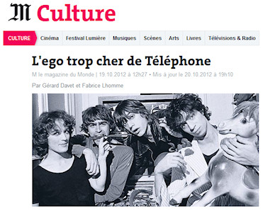 Le Monde 20/10/2012 : L'ego trop cher de Téléphone