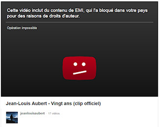 Clip "Vingt ans" - Blocage YouTube